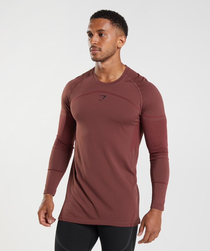 Gymshark 315 Koszulka Z Długim Rękawem Wiśniowy Brąz