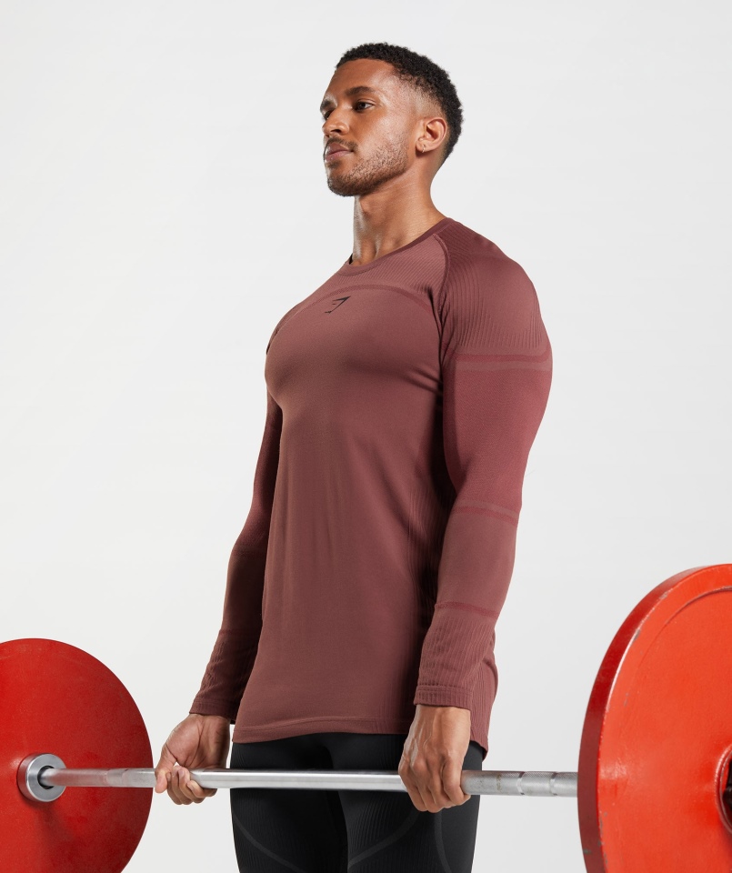 Gymshark 315 Koszulka Z Długim Rękawem Wiśniowy Brąz
