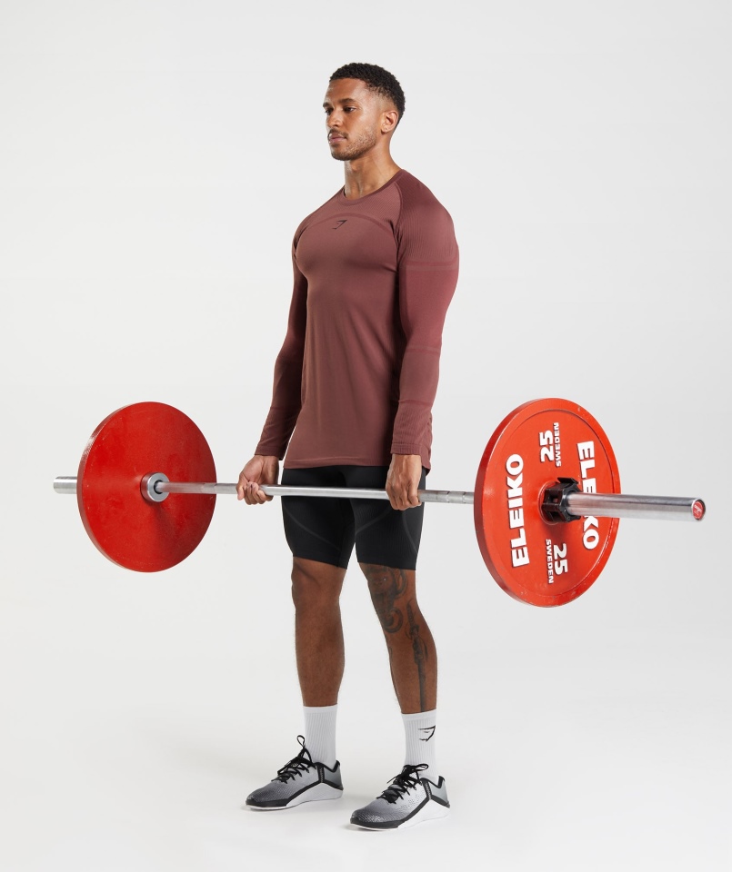 Gymshark 315 Koszulka Z Długim Rękawem Wiśniowy Brąz