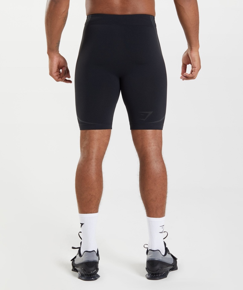 Gymshark 315 Bezszwowe Spodenki 1/2 Czarno-antracytowe