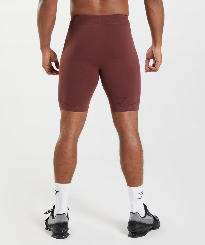 Gymshark 315 Bezszwowe Spodenki 1/2 Wiśniowe Brązowo-sportowe Bordowe