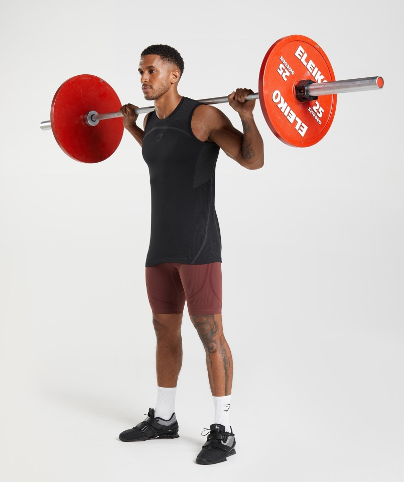 Gymshark 315 Bezszwowe Spodenki 1/2 Wiśniowe Brązowo-sportowe Bordowe