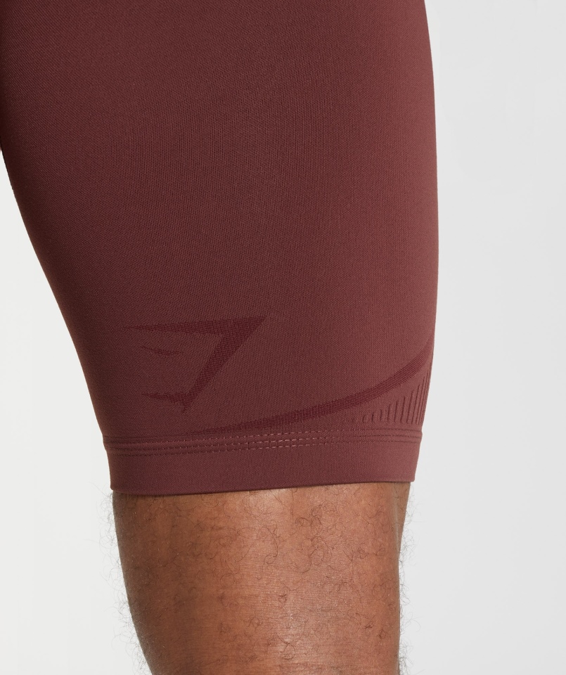 Gymshark 315 Bezszwowe Spodenki 1/2 Wiśniowe Brązowo-sportowe Bordowe