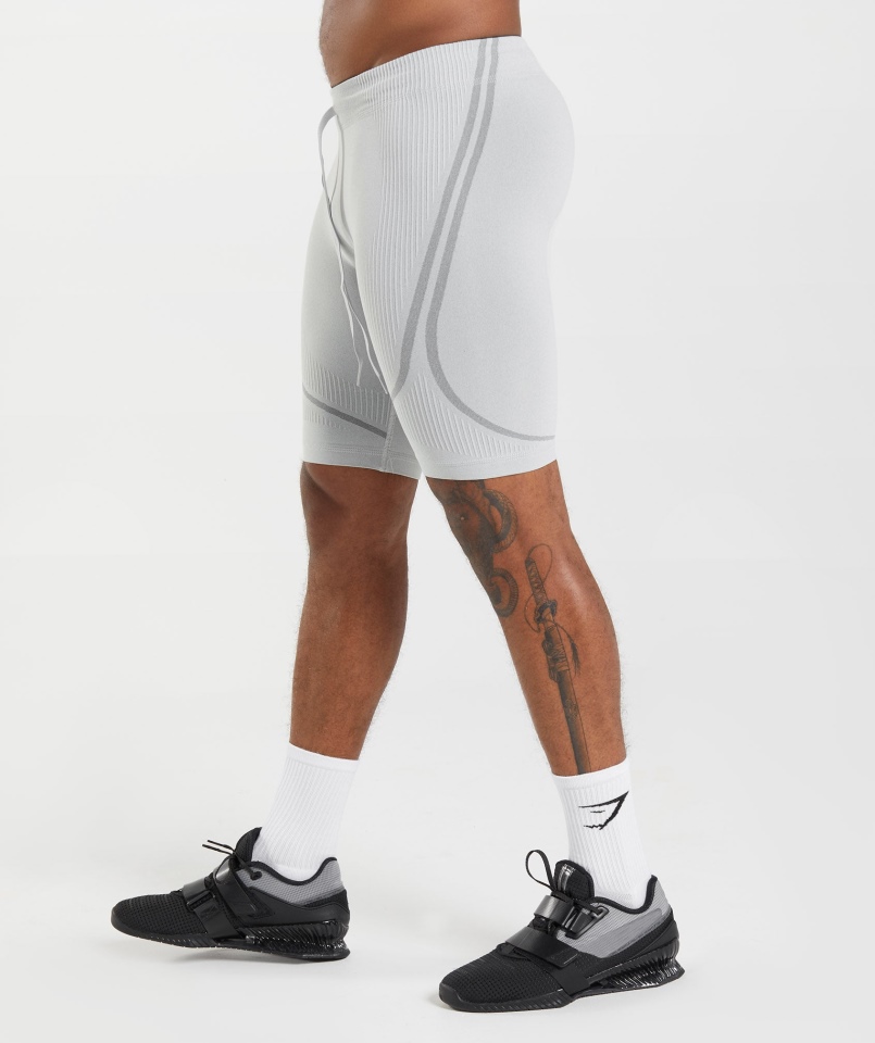 Gymshark 315 Bezszwowe Spodenki 1/2 Jasnoszary-antracytowy