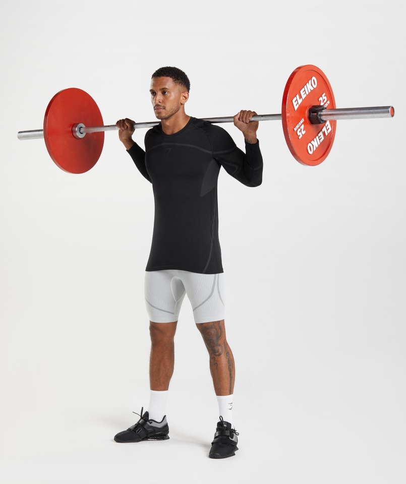 Gymshark 315 Bezszwowe Spodenki 1/2 Jasnoszary-antracytowy