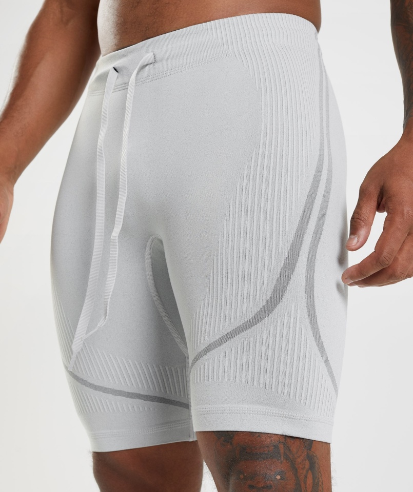 Gymshark 315 Bezszwowe Spodenki 1/2 Jasnoszary-antracytowy