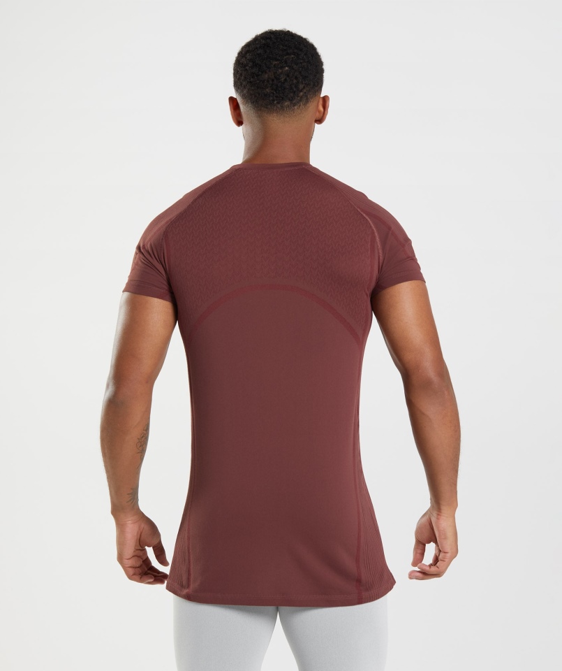 Gymshark 315 Bezszwowa Koszulka Wiśniowo-brązowa