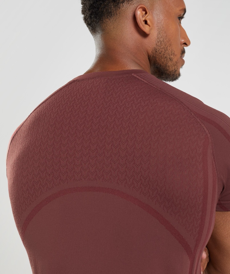 Gymshark 315 Bezszwowa Koszulka Wiśniowo-brązowa