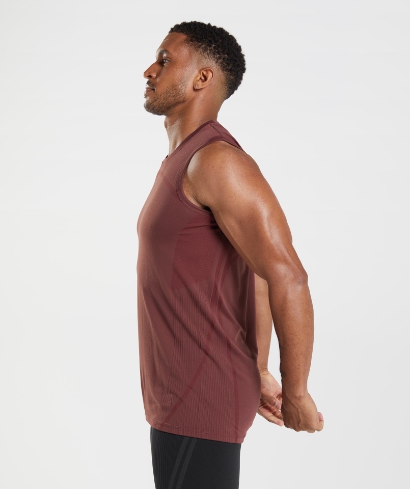 Gymshark 315 Bezszwowy Zbiornik Wiśniowy Brązowy