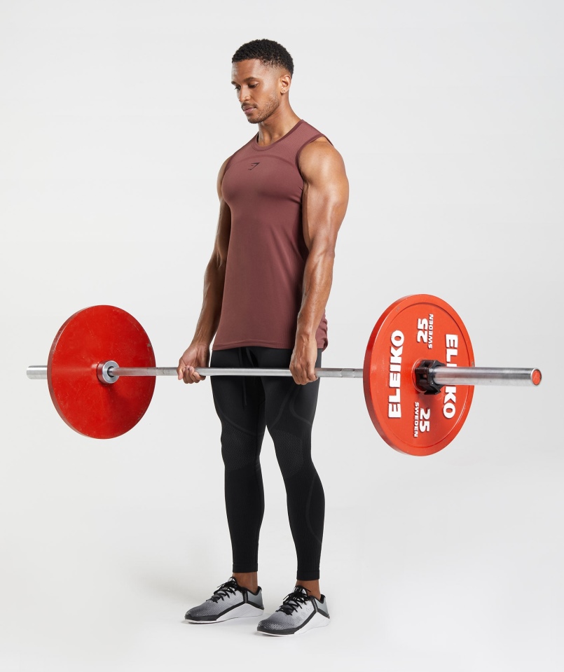 Gymshark 315 Bezszwowy Zbiornik Wiśniowy Brązowy