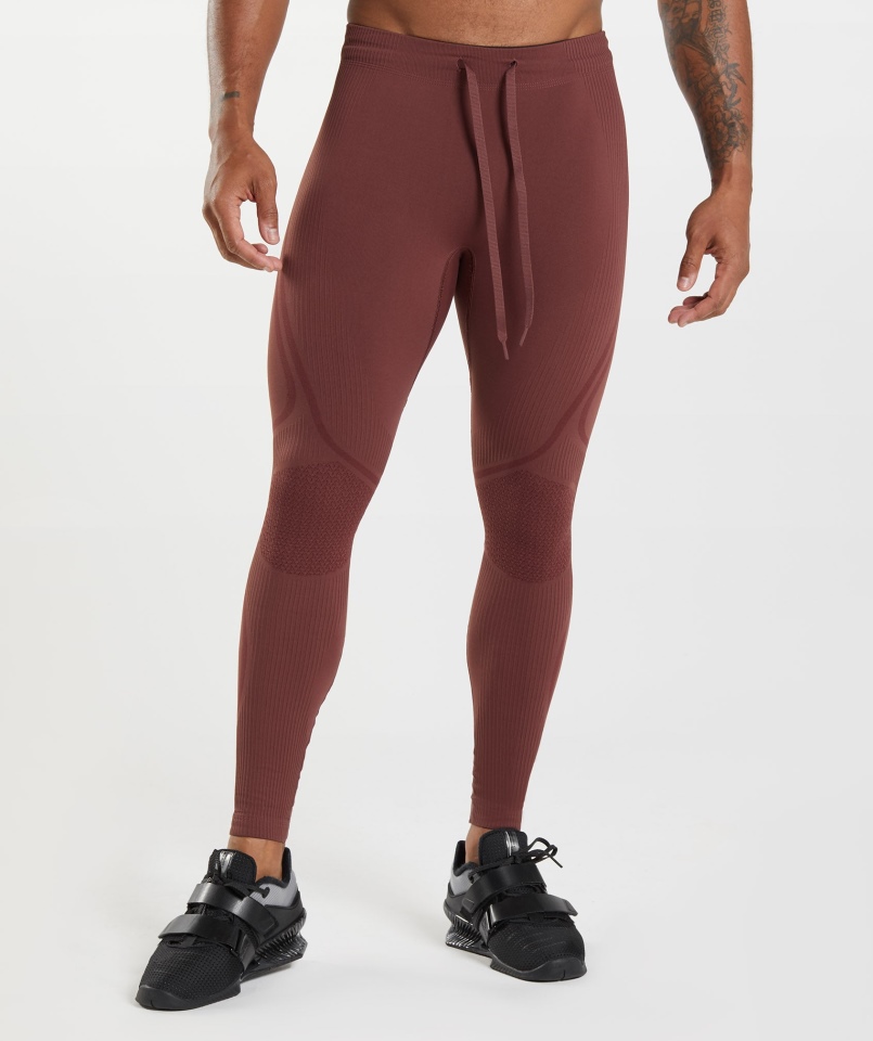Rajstopy Bezszwowe Gymshark 315 Wiśniowe Brązowo-sportowe Bordowe
