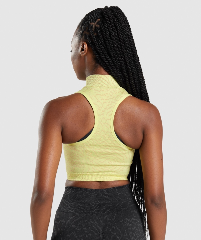 Gymshark Dostosuj Zwierzęcą Bezszwową Uprawę 1/2 Zip Hybrydowy-świetlik żółty