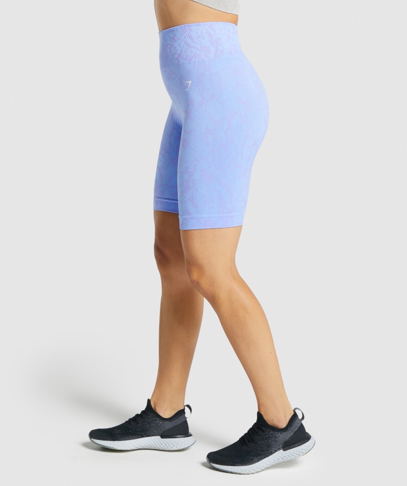 Gymshark Dostosuj Zwierzęce Bezszwowe Spodenki Rowerowe Motyl-jasnoniebieski