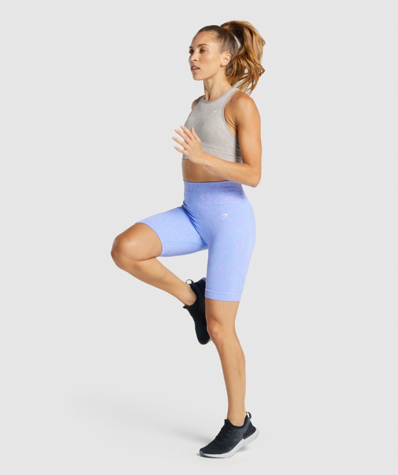 Gymshark Dostosuj Zwierzęce Bezszwowe Spodenki Rowerowe Motyl-jasnoniebieski