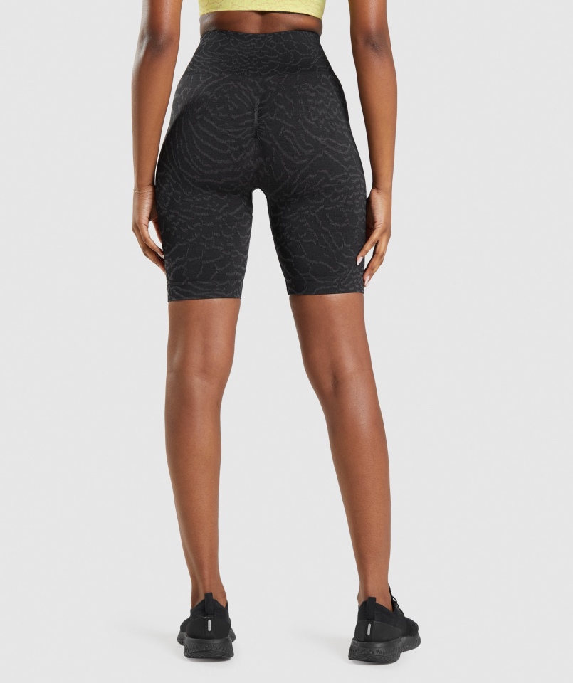 Gymshark Adaptive Zwierzęce Bezszwowe Spodenki Rowerowe Hybrydowo-czarne