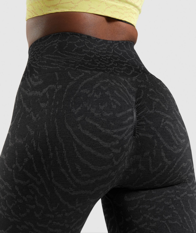Gymshark Adaptive Zwierzęce Bezszwowe Spodenki Rowerowe Hybrydowo-czarne
