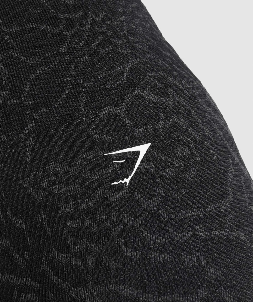 Gymshark Adaptive Zwierzęce Bezszwowe Spodenki Rowerowe Hybrydowo-czarne