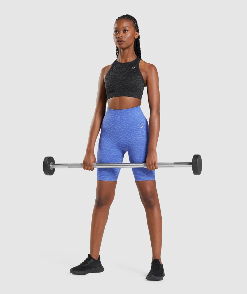 Gymshark Adaptacyjne Bezszwowe Spodenki Rowerowe W Zwierzęcy Wzór Hybrydowy Niebieski