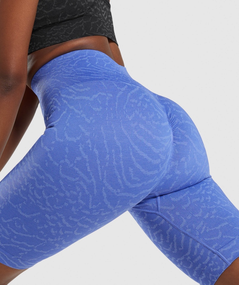 Gymshark Adaptacyjne Bezszwowe Spodenki Rowerowe W Zwierzęcy Wzór Hybrydowy Niebieski