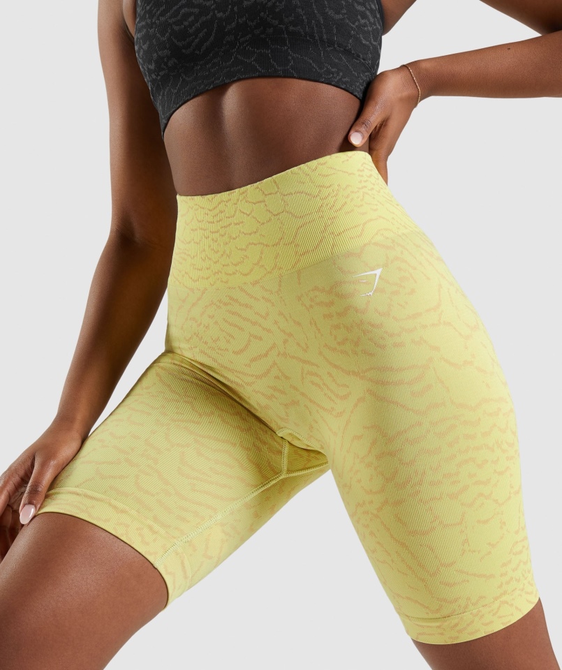 Gymshark Dostosuj Zwierzęce Bezszwowe Spodenki Rowerowe Hybrydowo-żółte świetliki