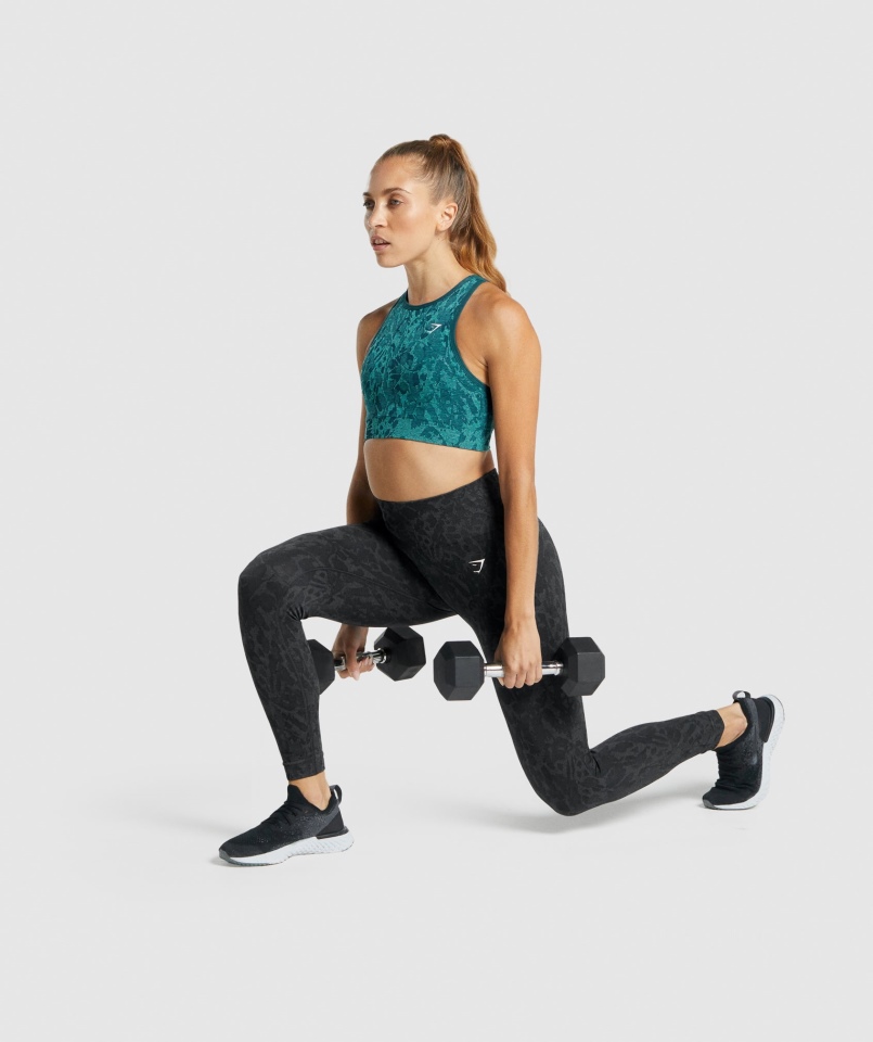 Gymshark Dostosuj Zwierzęce Bezszwowe Legginsy Motyl-czarny