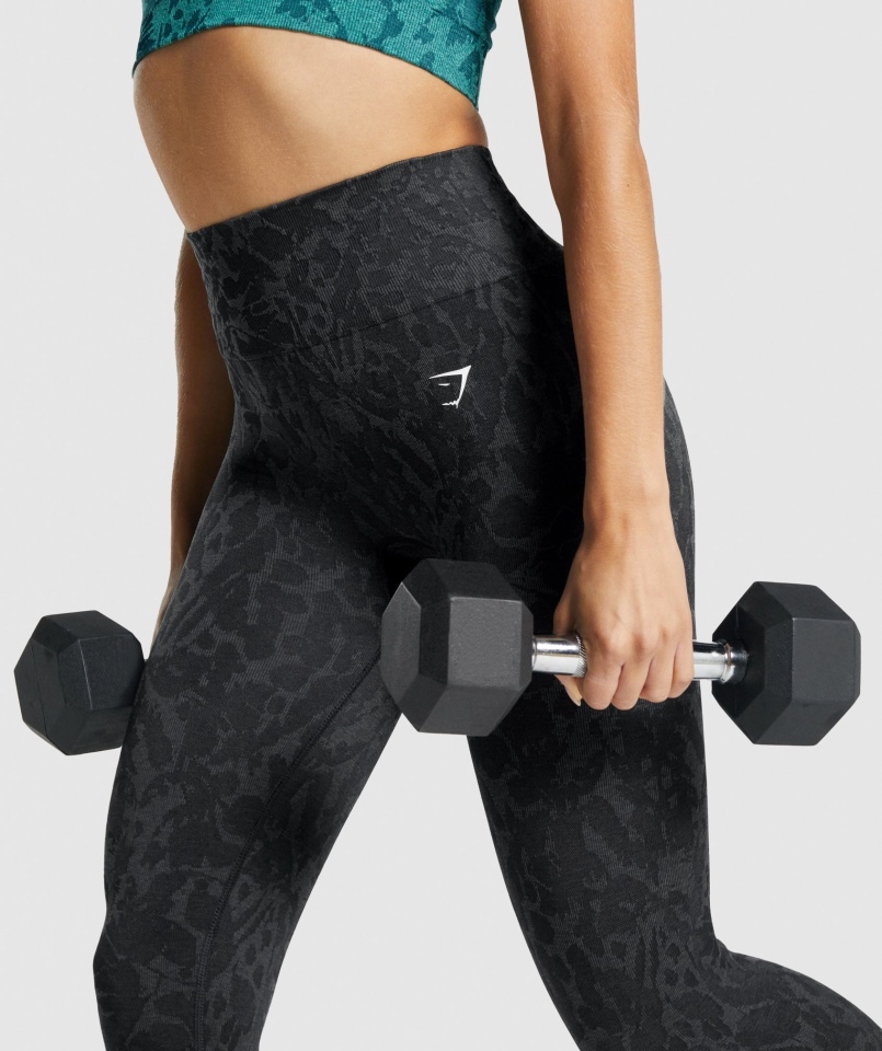 Gymshark Dostosuj Zwierzęce Bezszwowe Legginsy Motyl-czarny
