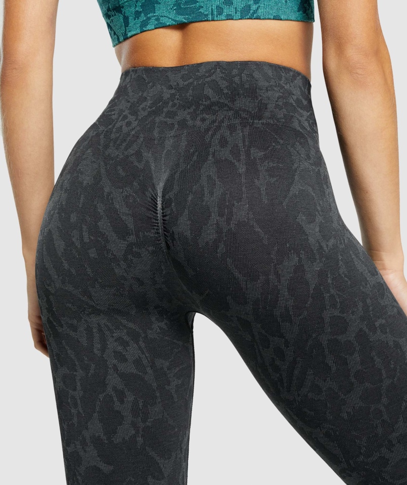 Gymshark Dostosuj Zwierzęce Bezszwowe Legginsy Motyl-czarny