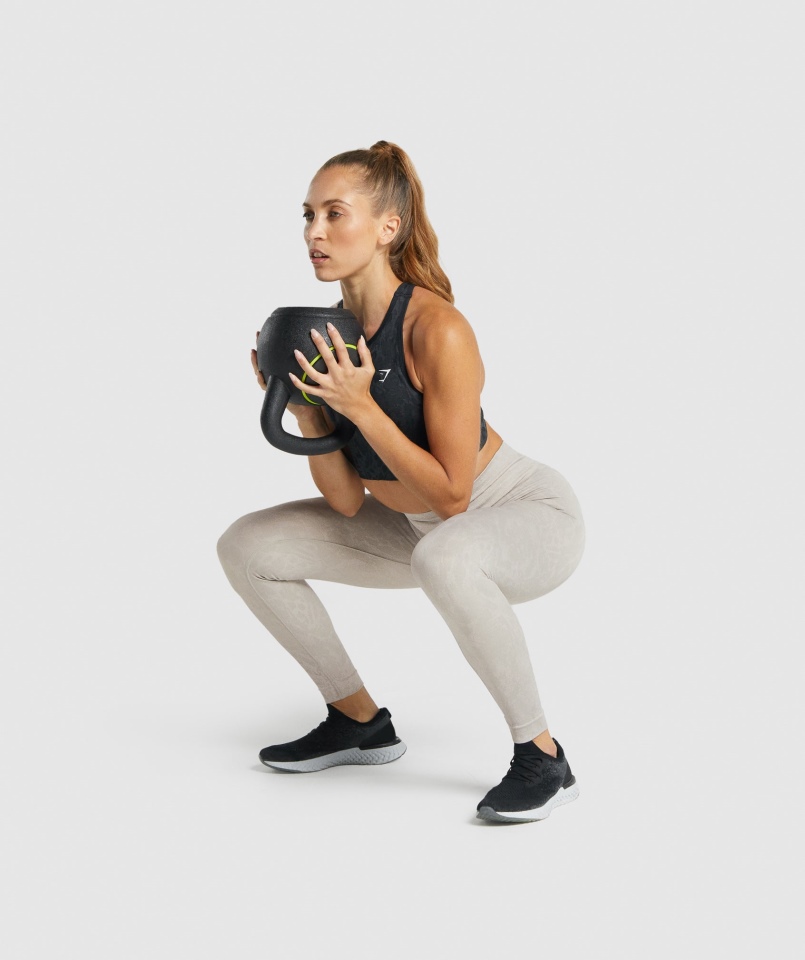 Gymshark Dostosuj Zwierzęce Bezszwowe Legginsy Motyl-szary