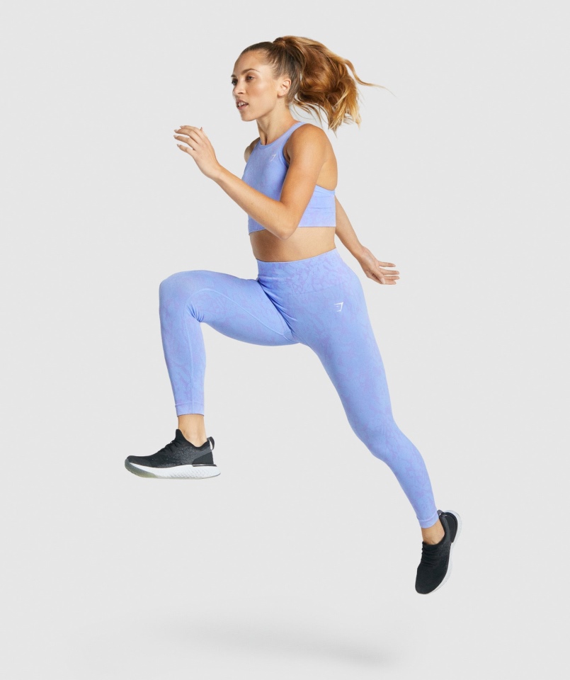 Gymshark Dostosuj Zwierzęce Bezszwowe Legginsy Motyl-jasnoniebieski
