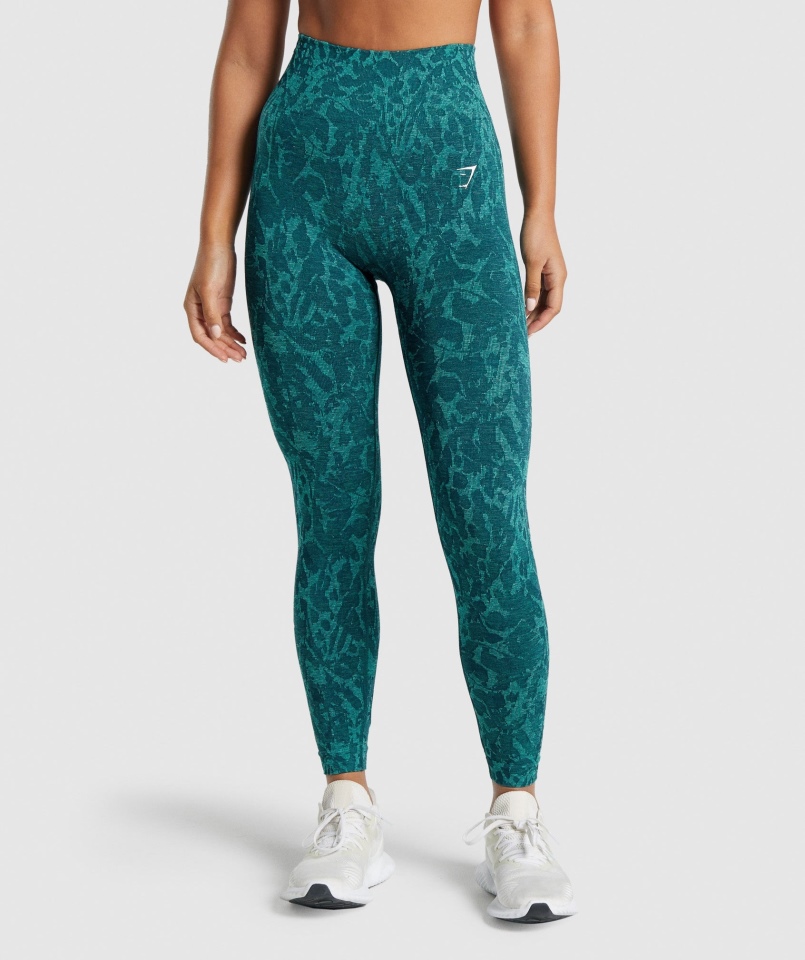 Gymshark Dostosuj Zwierzęce Legginsy Bezszwowe Motyl-turkusowy