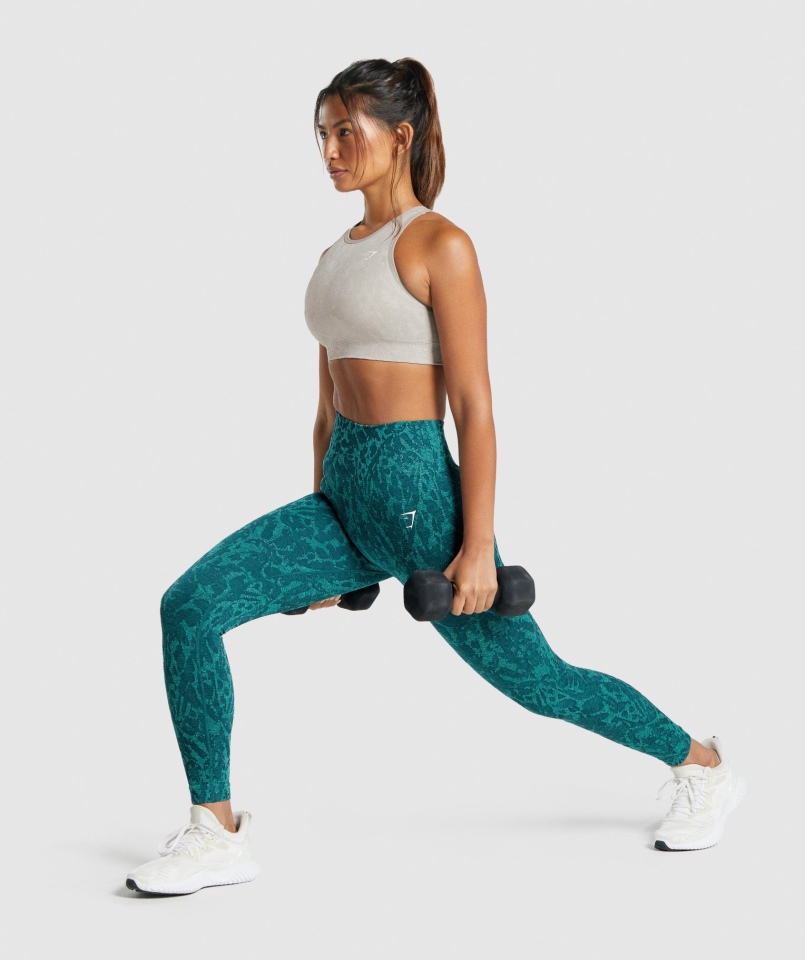 Gymshark Dostosuj Zwierzęce Legginsy Bezszwowe Motyl-turkusowy