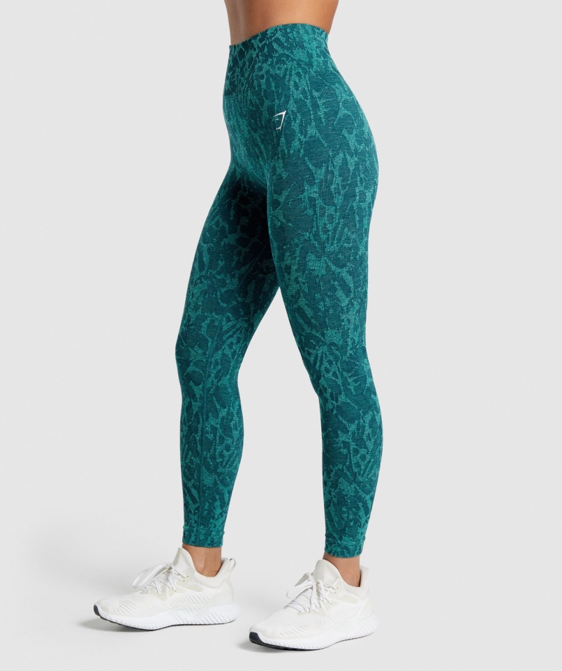 Gymshark Dostosuj Zwierzęce Legginsy Bezszwowe Motyl-turkusowy
