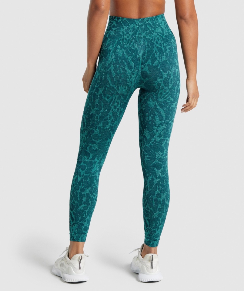 Gymshark Dostosuj Zwierzęce Legginsy Bezszwowe Motyl-turkusowy