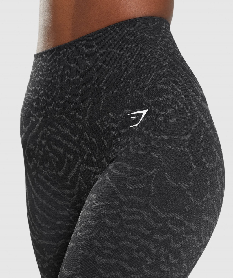 Gymshark Dopasowują Zwierzęce Bezszwowe Legginsy Hybrydowo-czarne