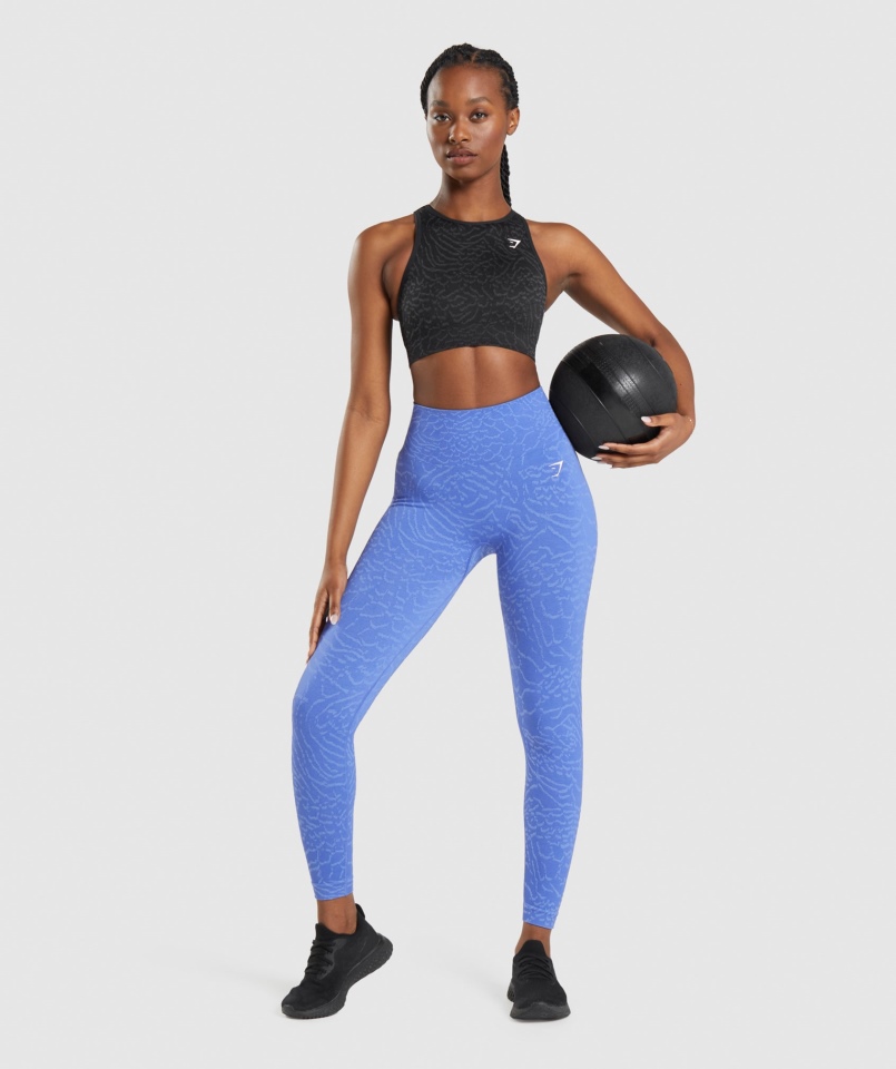 Gymshark Dopasowują Zwierzęce Bezszwowe Legginsy Hybrydowo-błękitne