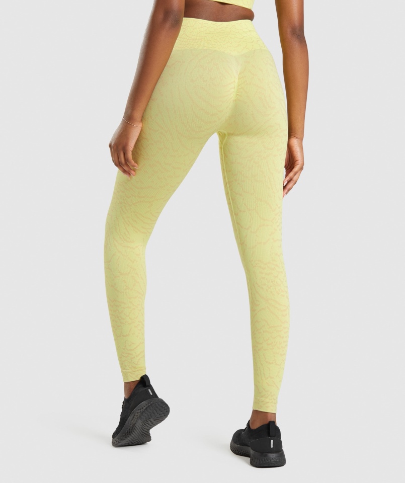 Gymshark Dostosuj Zwierzęce Bezszwowe Legginsy Hybrydowo-żółte świetliki