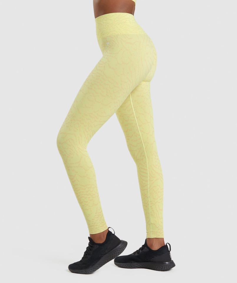 Gymshark Dostosuj Zwierzęce Bezszwowe Legginsy Hybrydowo-żółte świetliki