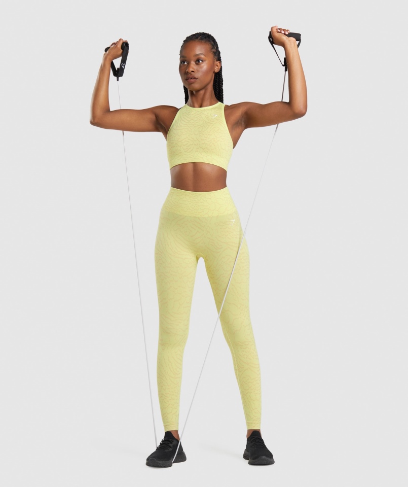 Gymshark Dostosuj Zwierzęce Bezszwowe Legginsy Hybrydowo-żółte świetliki