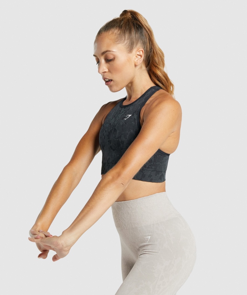 Gymshark Dostosuj Zwierzęcy Bezszwowy Biustonosz Sportowy Motyl-czarny