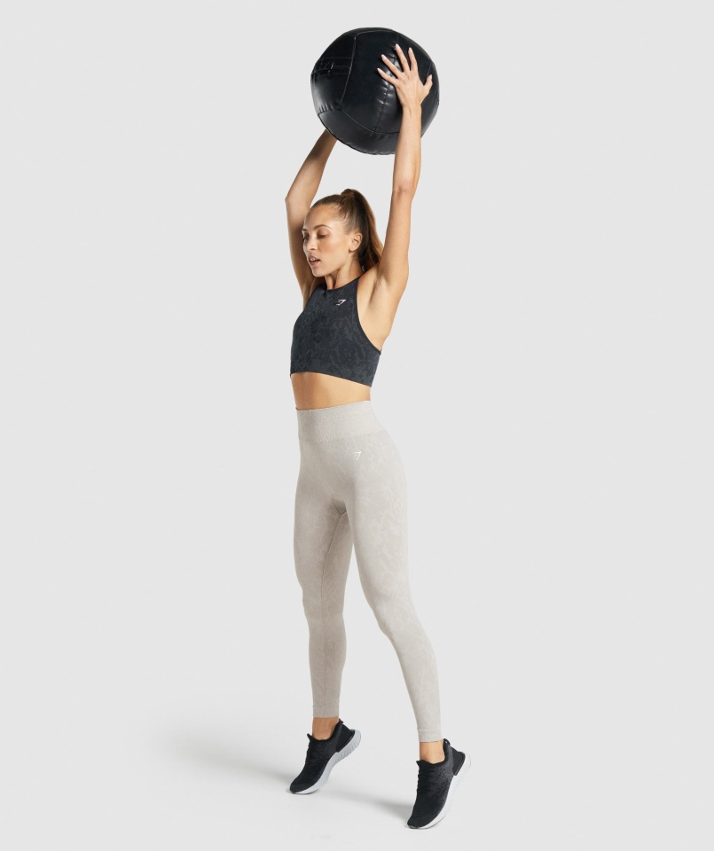 Gymshark Dostosuj Zwierzęcy Bezszwowy Biustonosz Sportowy Motyl-czarny