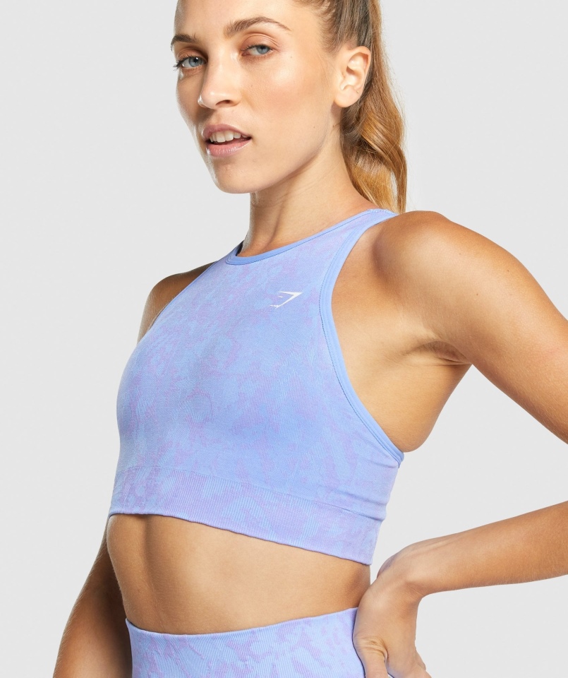 Gymshark Dostosuj Zwierzęcy Bezszwowy Biustonosz Sportowy Motyl-jasnoniebieski