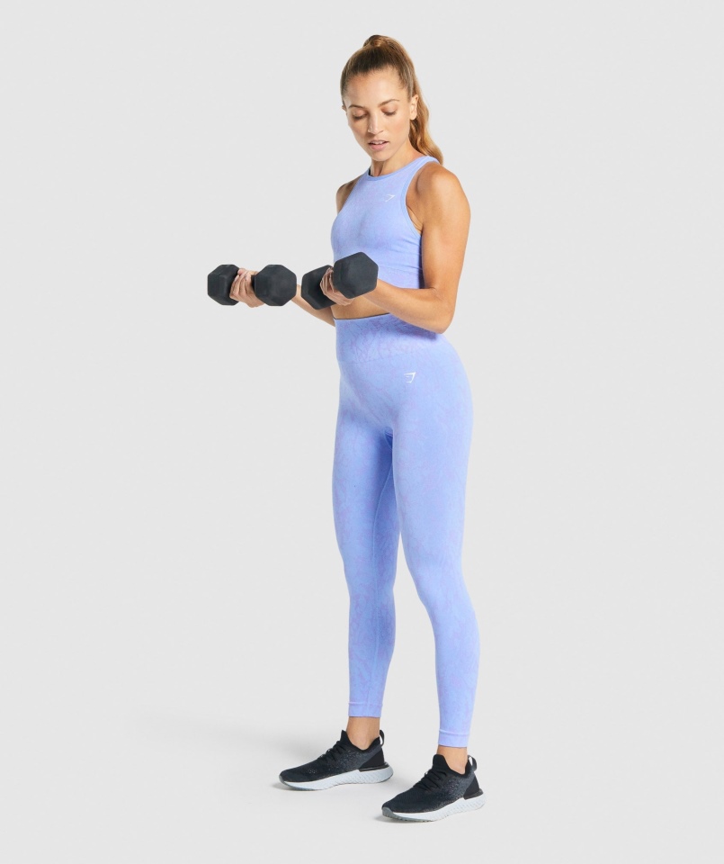 Gymshark Dostosuj Zwierzęcy Bezszwowy Biustonosz Sportowy Motyl-jasnoniebieski