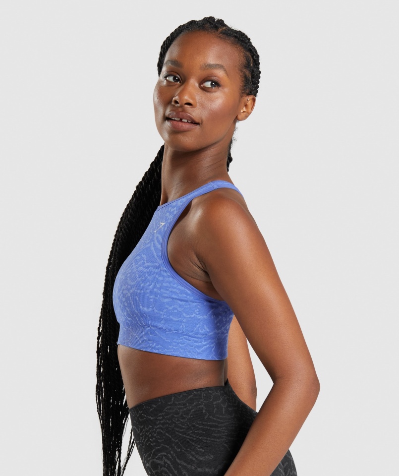 Gymshark Adaptacyjny Biustonosz Sportowy Bezszwowy Zwierzęcy Hybrydowy Niebieski
