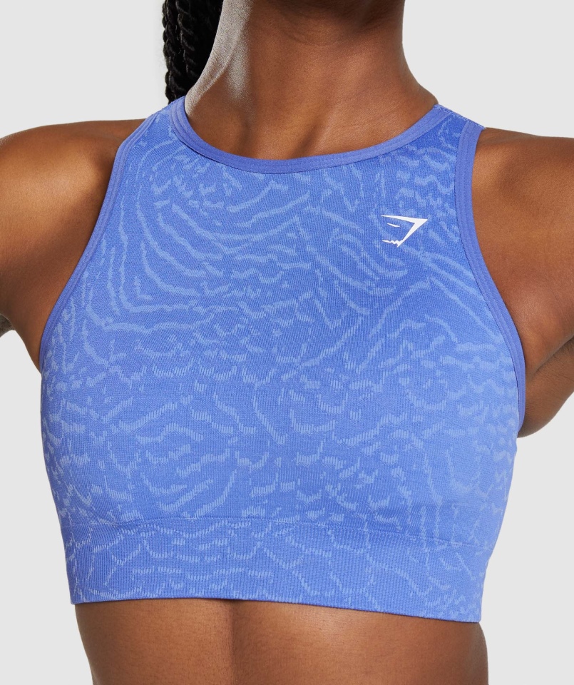 Gymshark Adaptacyjny Biustonosz Sportowy Bezszwowy Zwierzęcy Hybrydowy Niebieski