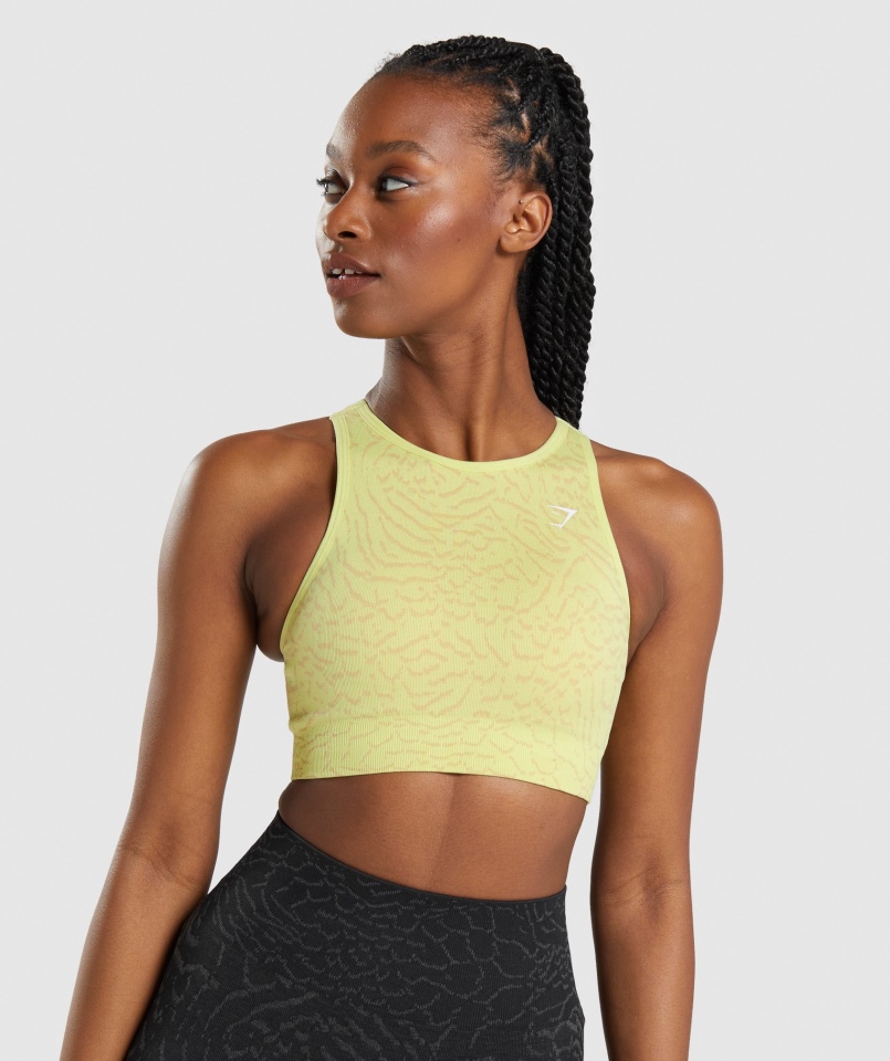 Gymshark Dostosuj Zwierzęcy Bezszwowy Biustonosz Sportowy Hybrydowy-świetlik żółty