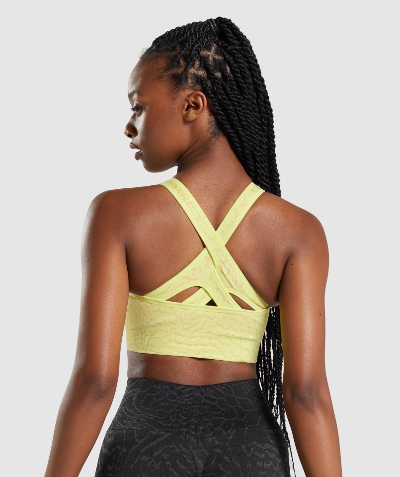 Gymshark Dostosuj Zwierzęcy Bezszwowy Biustonosz Sportowy Hybrydowy-świetlik żółty