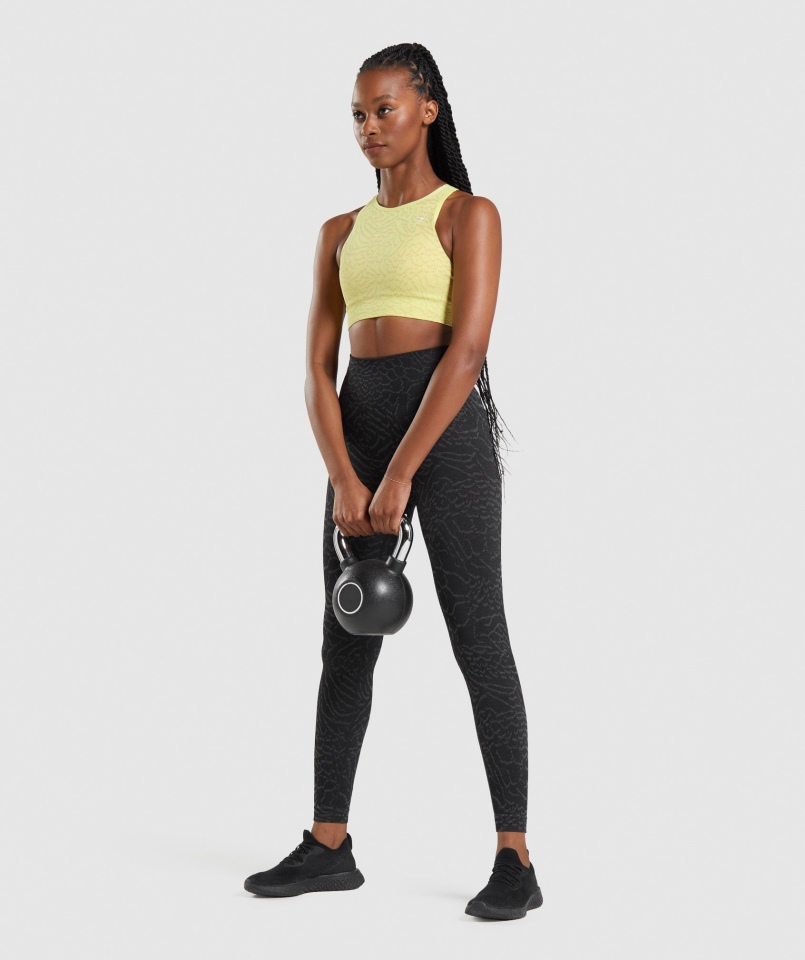 Gymshark Dostosuj Zwierzęcy Bezszwowy Biustonosz Sportowy Hybrydowy-świetlik żółty