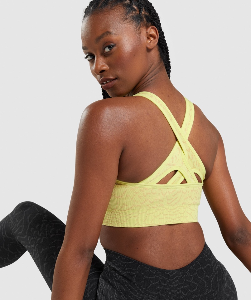 Gymshark Dostosuj Zwierzęcy Bezszwowy Biustonosz Sportowy Hybrydowy-świetlik żółty