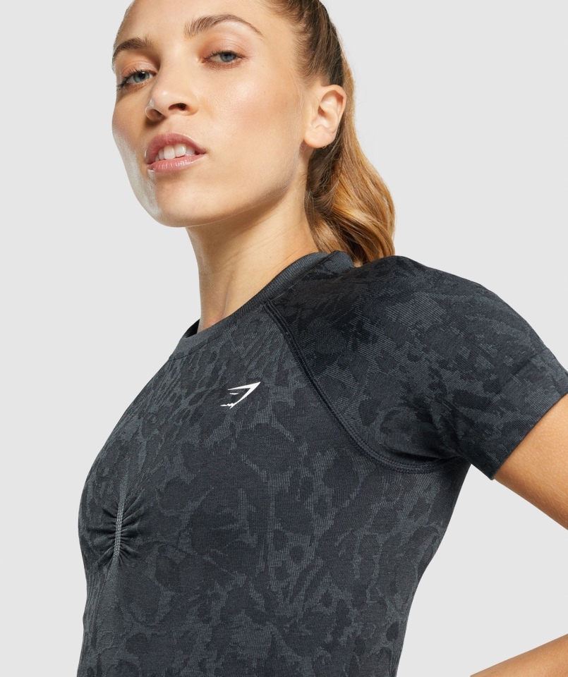 Gymshark Dostosuj Zwierzęcą Bezszwową Koszulkę Motyl-czarną