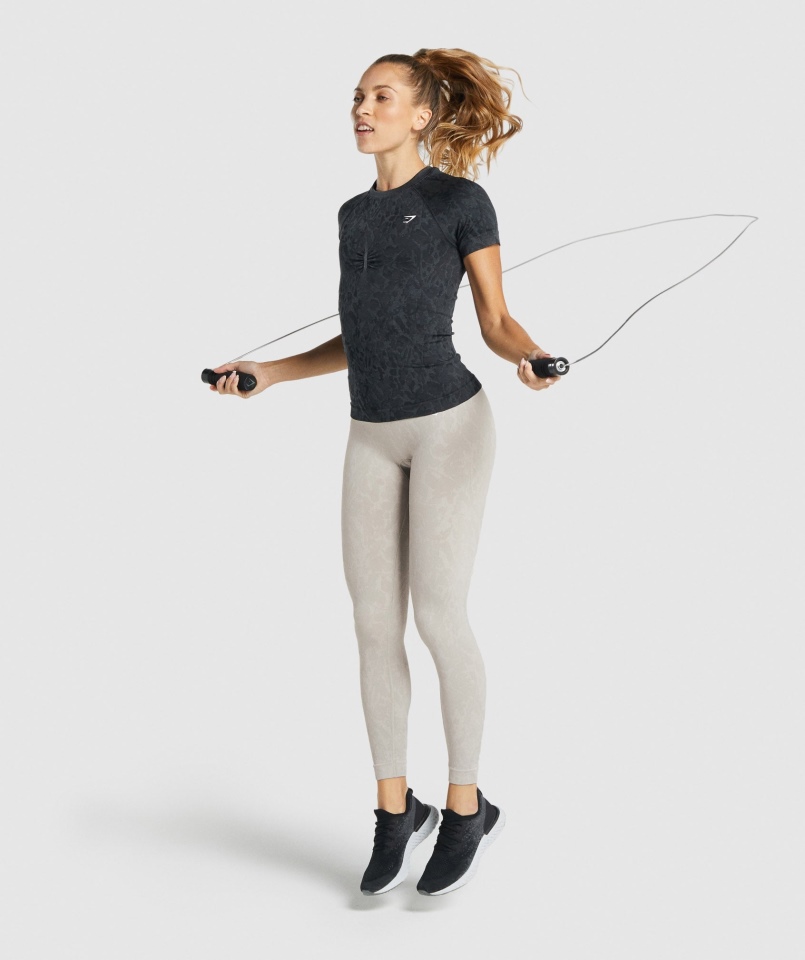 Gymshark Dostosuj Zwierzęcą Bezszwową Koszulkę Motyl-czarną